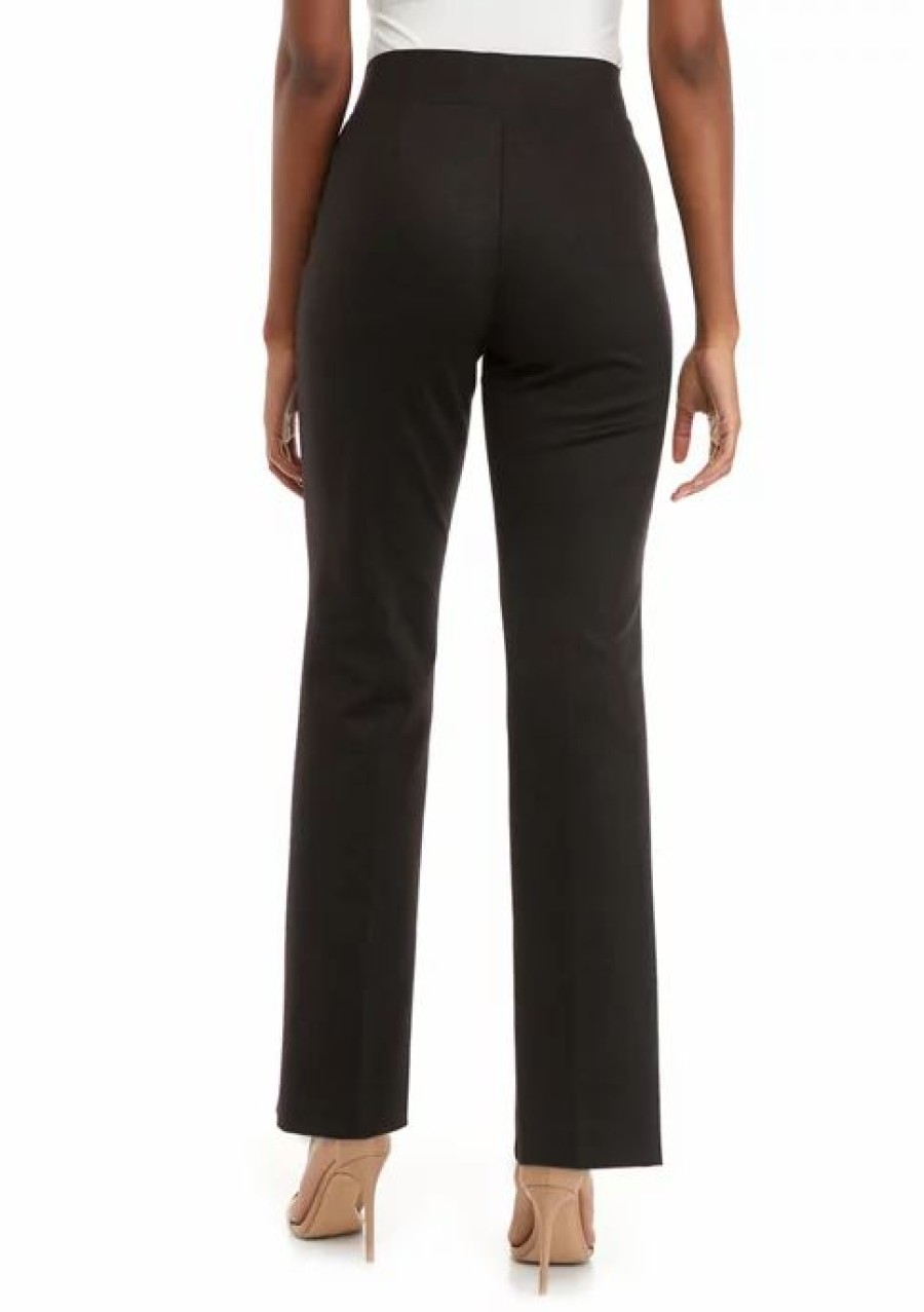 Women * | Cheap Kasper Women'S Pull On Wide Leg Ponte Trouser Pants Chocolate Combo