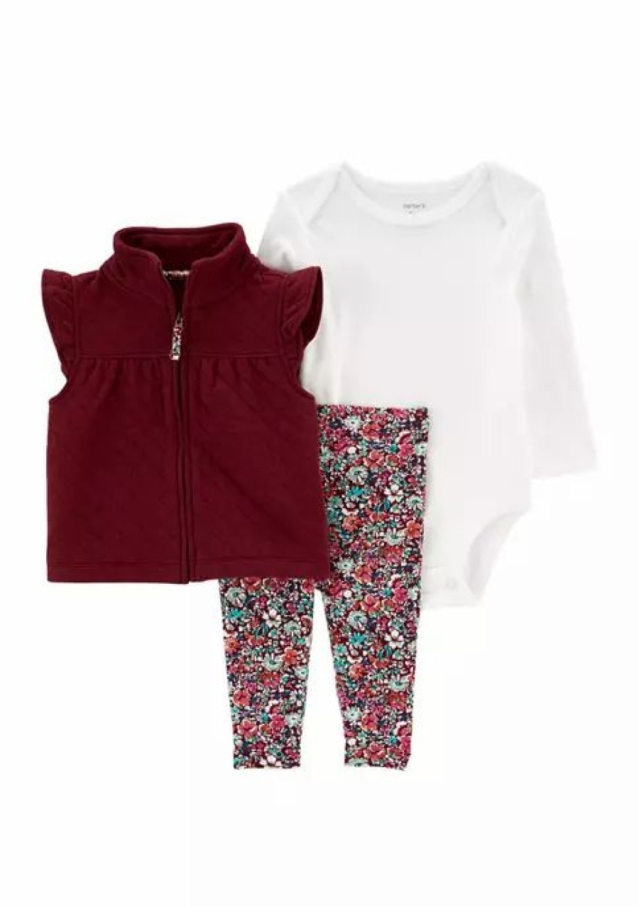 Kids * | Coupon Carter'S Baby Girls Quilted Vest Set Red