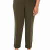 Women * | Cheap Kasper Plus Size Solid Ankle Cuff Pants Basil