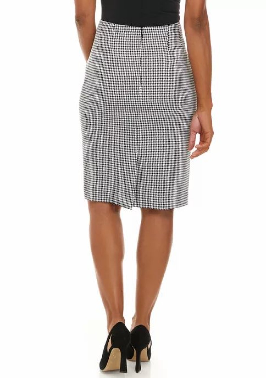 Women * | Cheap Kasper Women'S Houndstooth Pencil Skirt Black/White