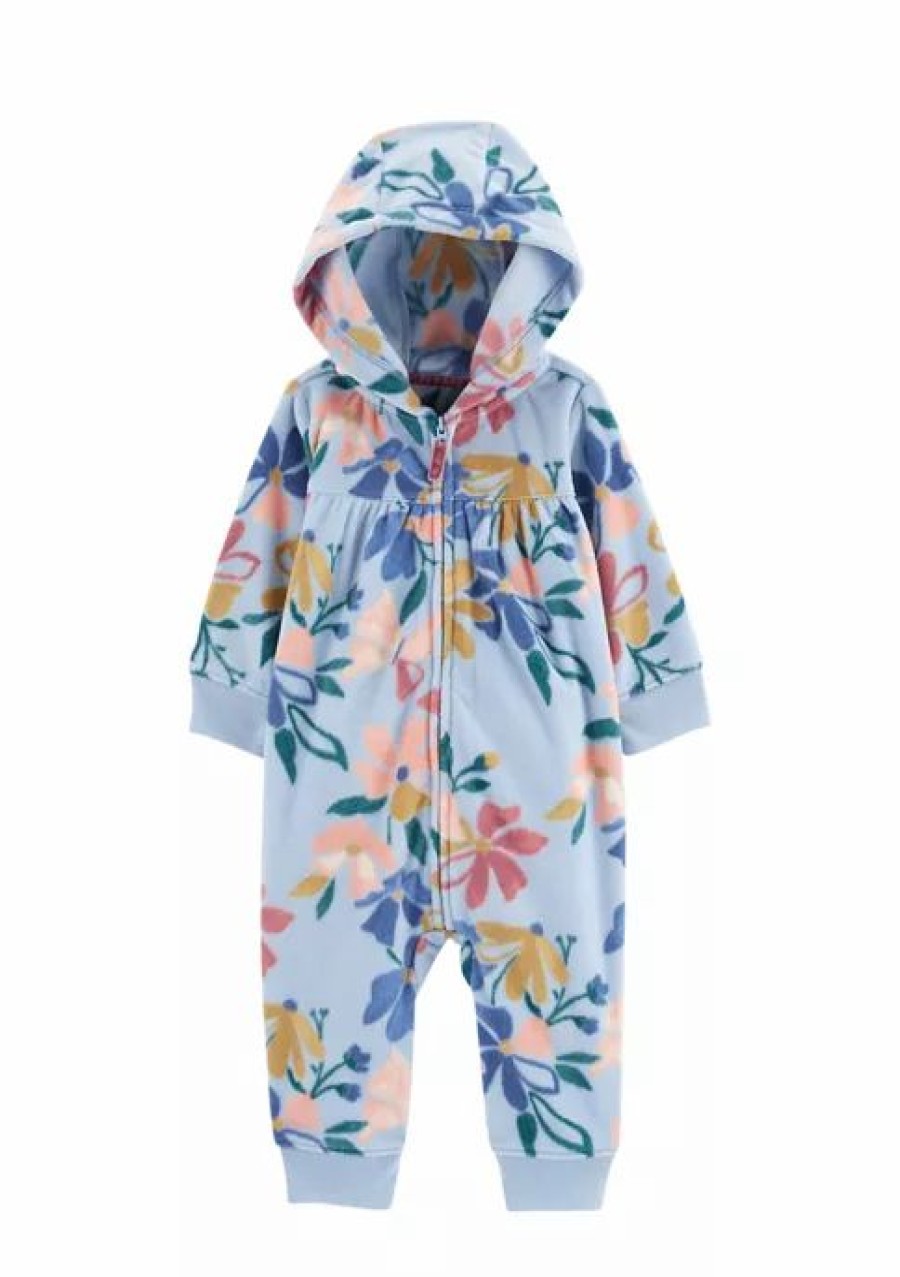 Kids * | Best Deal Carter'S Baby Girls Floral Fleece Jumpsuit Print (969