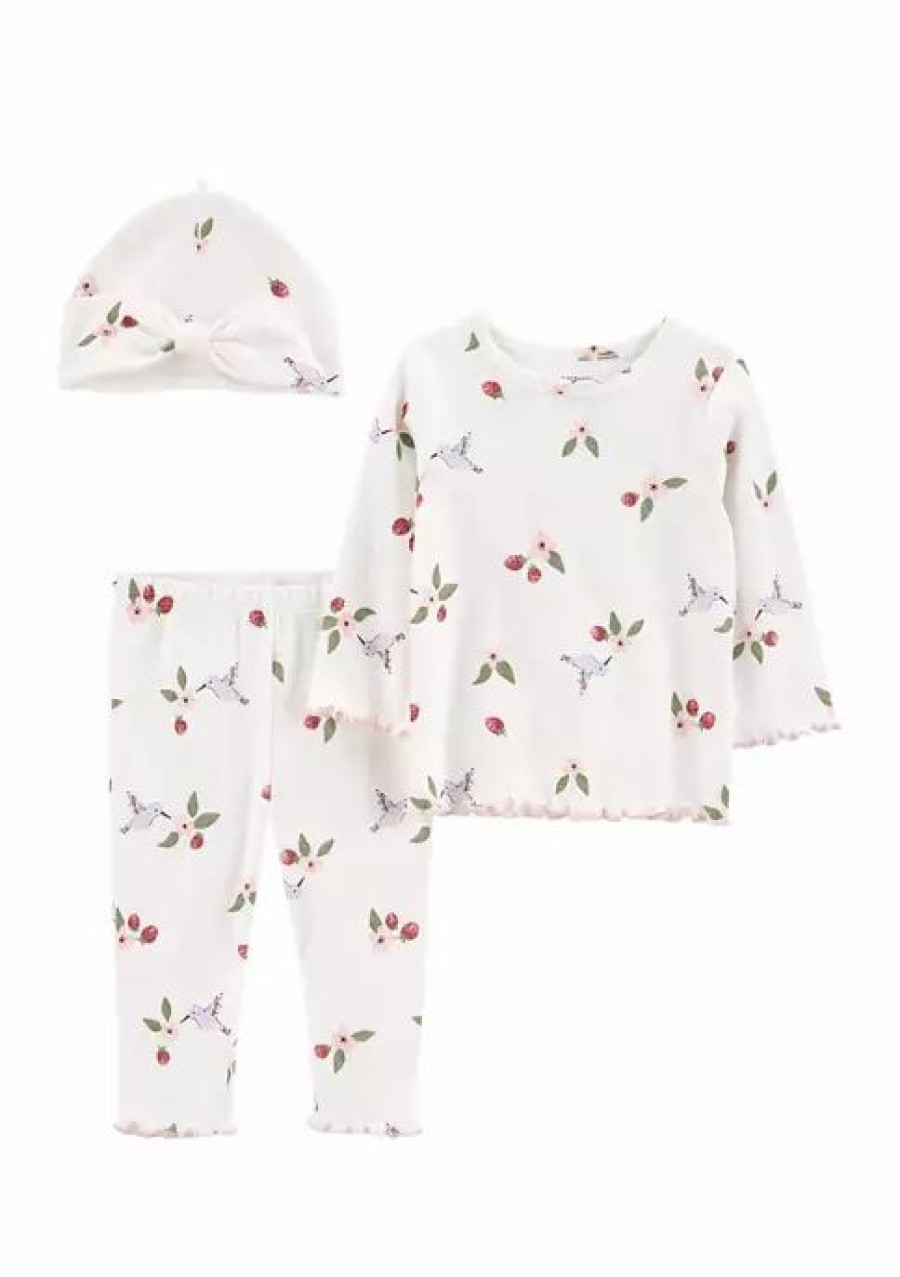 Kids * | Discount Carter'S Baby 3-Piece Hummingbird Outfit Set White (100