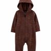 Kids * | Best Reviews Of Carter'S Baby Boys Zip-Up Hooded Fleece Jumpsuit Brown (200