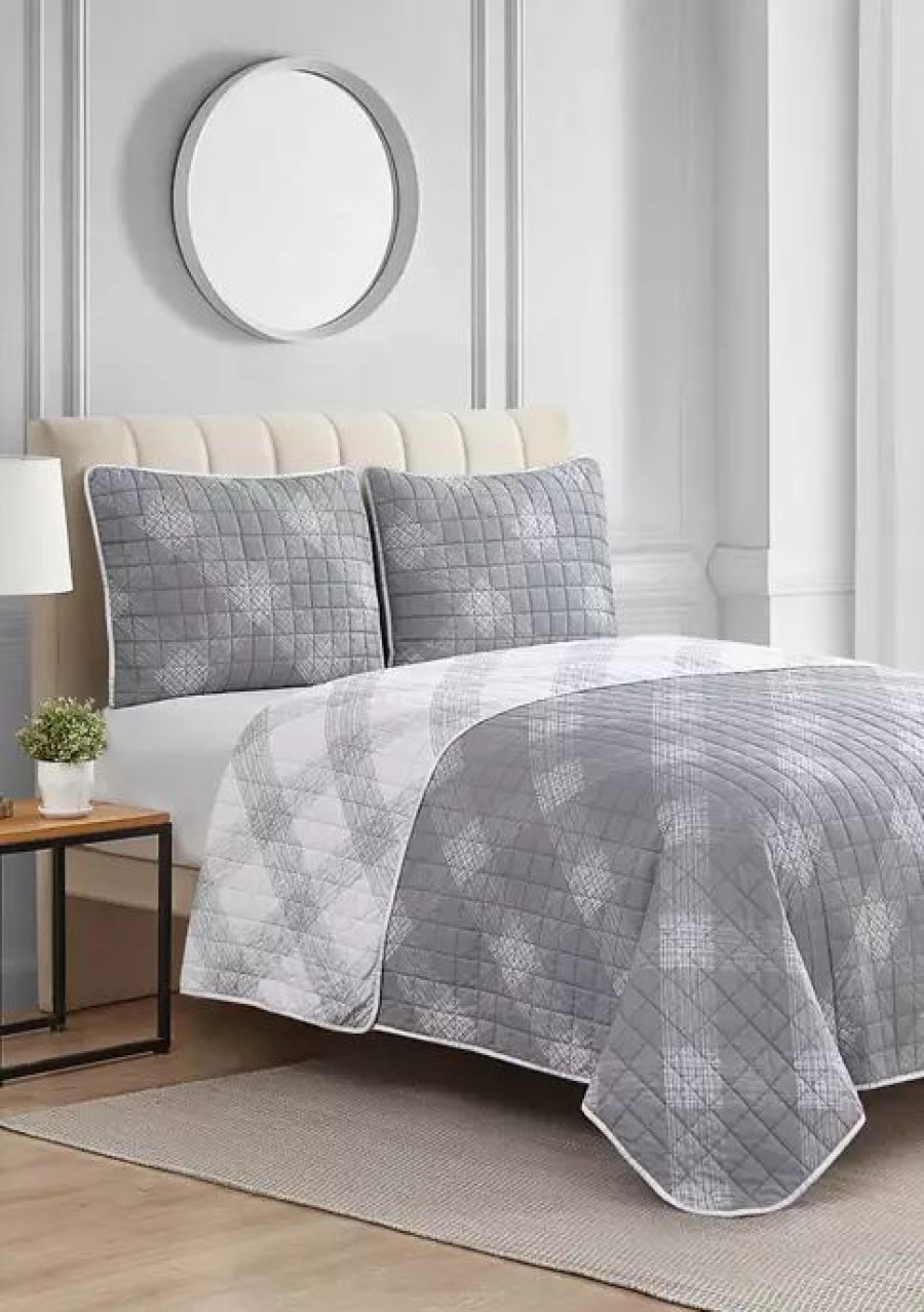 Bed & Bath * | New Modern. Southern. Home. Gray Geometric Print Quilt Set Grey