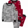 Kids * | Best Pirce Carter'S Boys 8-20 4 Piece Dino Snug Fit Cotton Pajama Set Print