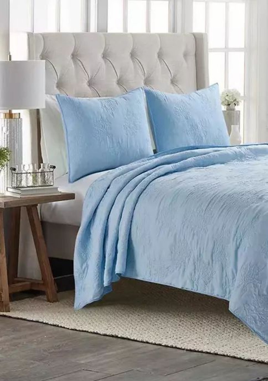 Bed & Bath * | Wholesale Modern. Southern. Home. Solid Coral Quilt Set Blue