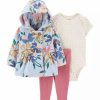 Kids * | Best Reviews Of Carter'S Baby Girls Blue Floral Set Print