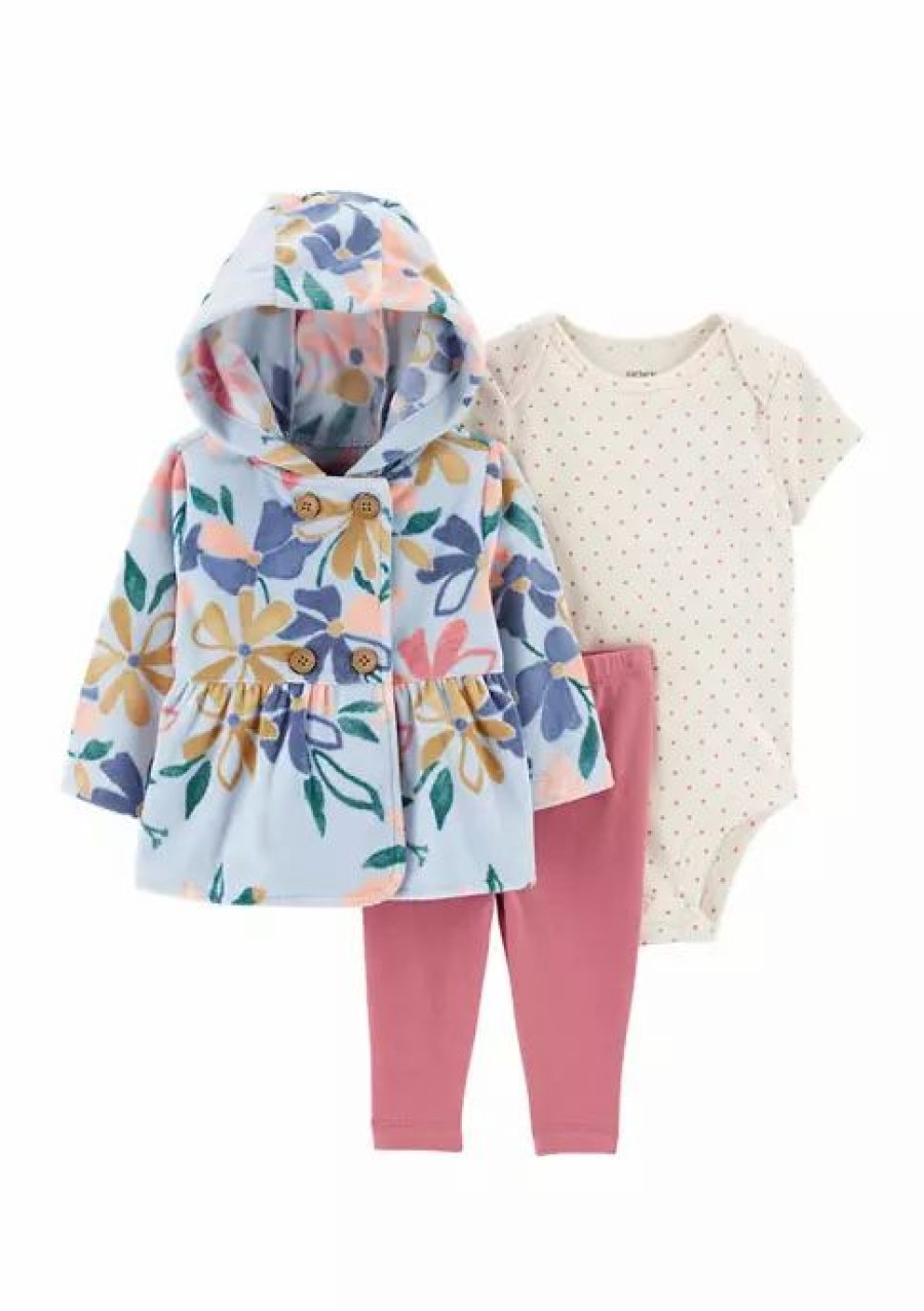 Kids * | Best Reviews Of Carter'S Baby Girls Blue Floral Set Print