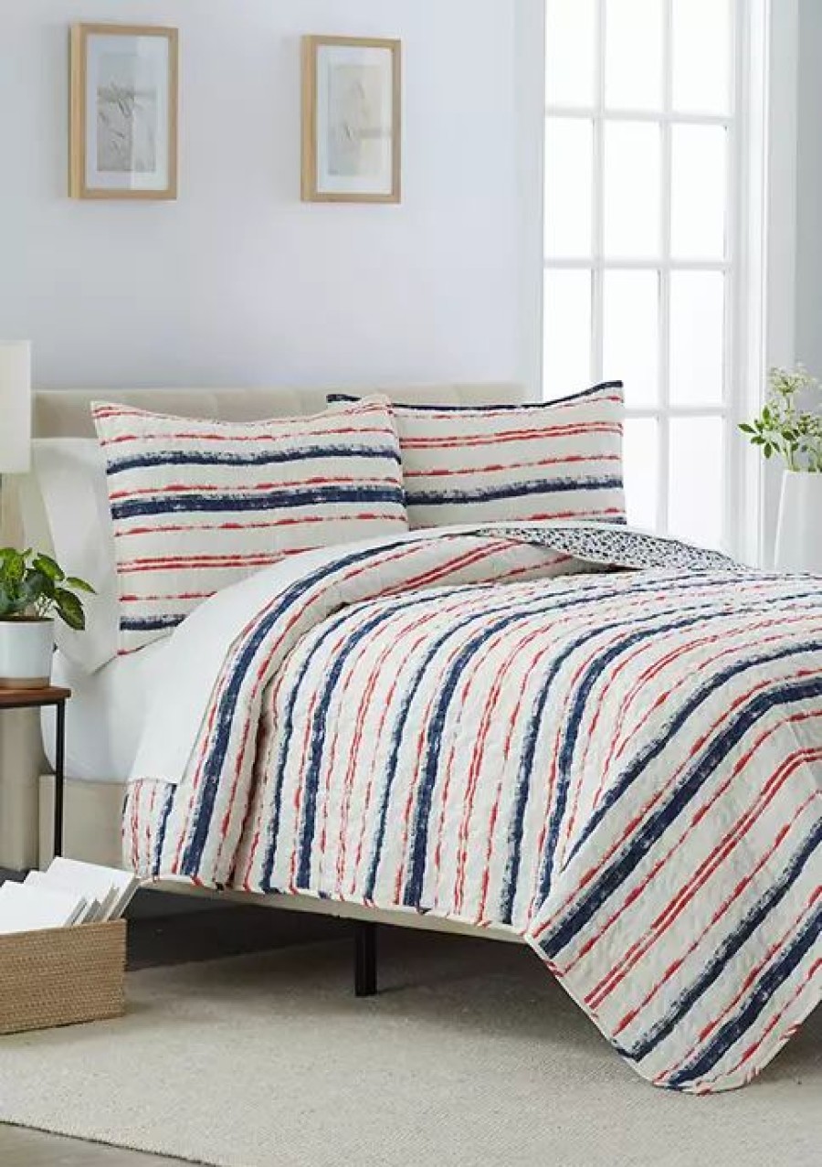 Bed & Bath * | Discount Modern. Southern. Home. Red Dry Brush Quilt Set Multi