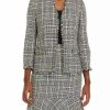 Women * | Deals Kasper Women'S Long Sleeve Front Pocket Open Tweed Jacket Pale Yellow Multi