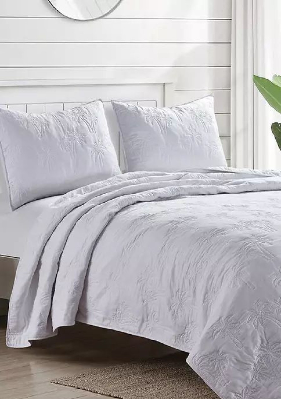 Bed & Bath * | Promo Modern. Southern. Home. Solid Palm Quilt Set White