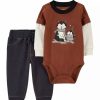 Kids * | Promo Carter'S Baby Boys 2-Piece Dog Bodysuit Pants Set Brown (200