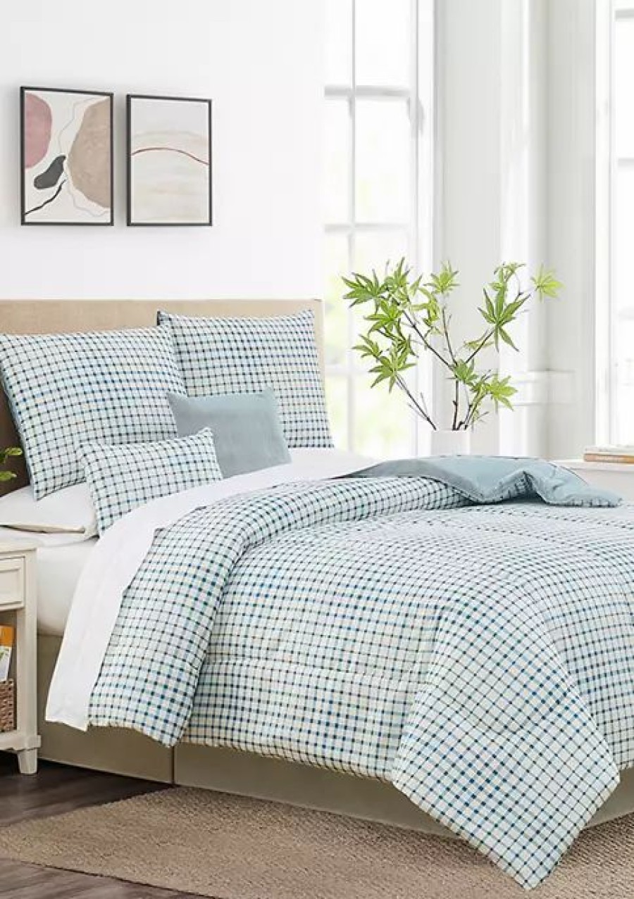 Bed & Bath * | Budget Modern. Southern. Home. Plaid 6 Piece Quilt Set Blue/White