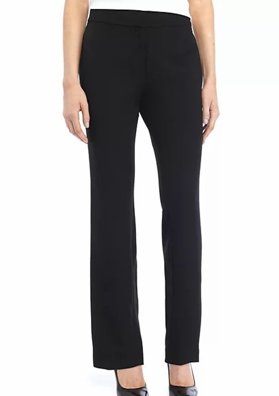 Women * | New Kasper Petite Slim Pant Black