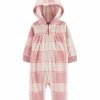 Kids * | Best Deal Carter'S Toddler Girls Plaid Hooded Fleece Jumpsuit Plaid (981