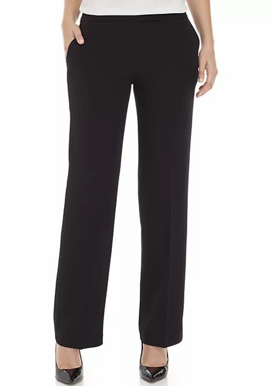 Women * | Budget Kasper Crepe Slim Pant Black