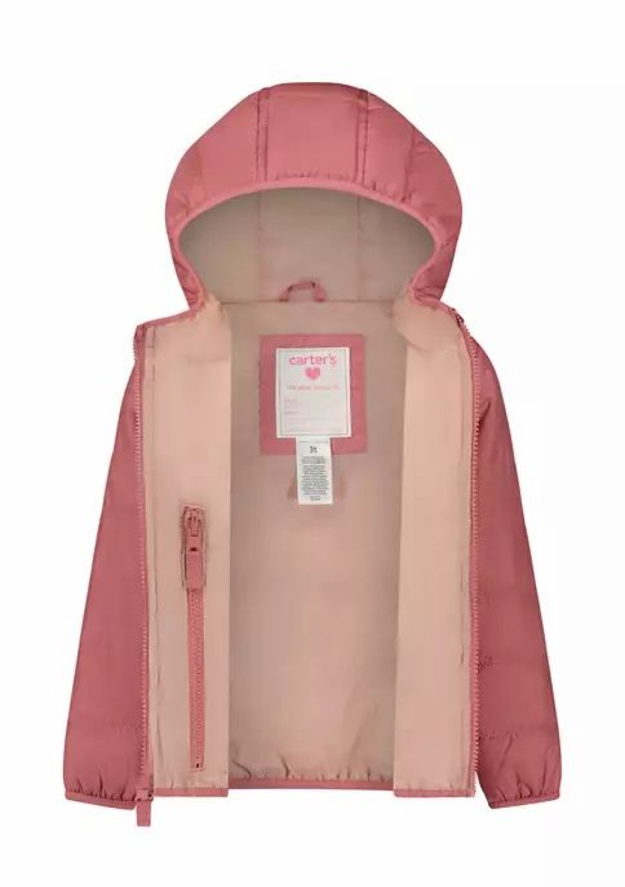 Kids * | Best Deal Carter'S Baby Girls Midweight Packable Puffer Jacket Rose