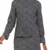 Women * | Promo Kasper Women'S Long Sleeve Textured Knit Top Black/Vanilla Ice