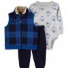 Kids * | Cheapest Carter'S Baby Boys Blue Vest Set Plaid