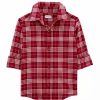 Kids * | Flash Sale Carter'S Toddler Boys Red Woven Plaid Shirt Plaid (981