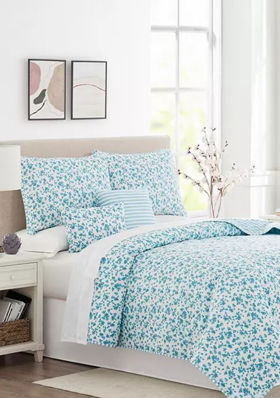 Bed & Bath * | Wholesale Modern. Southern. Home. Tobie Floral 6 Piece Quilt Set Blue/White