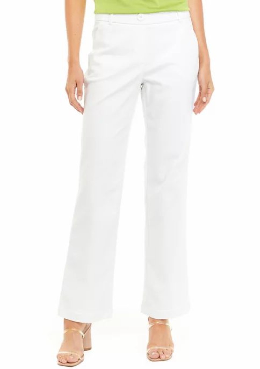 Women * | Discount Kasper Women'S Faux Button Trousers Soft White