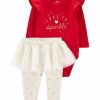 Kids * | Promo Carter'S Baby Girls 2-Piece Born To Sparkle Bodysuit & Tutu Pants Set Red (600)