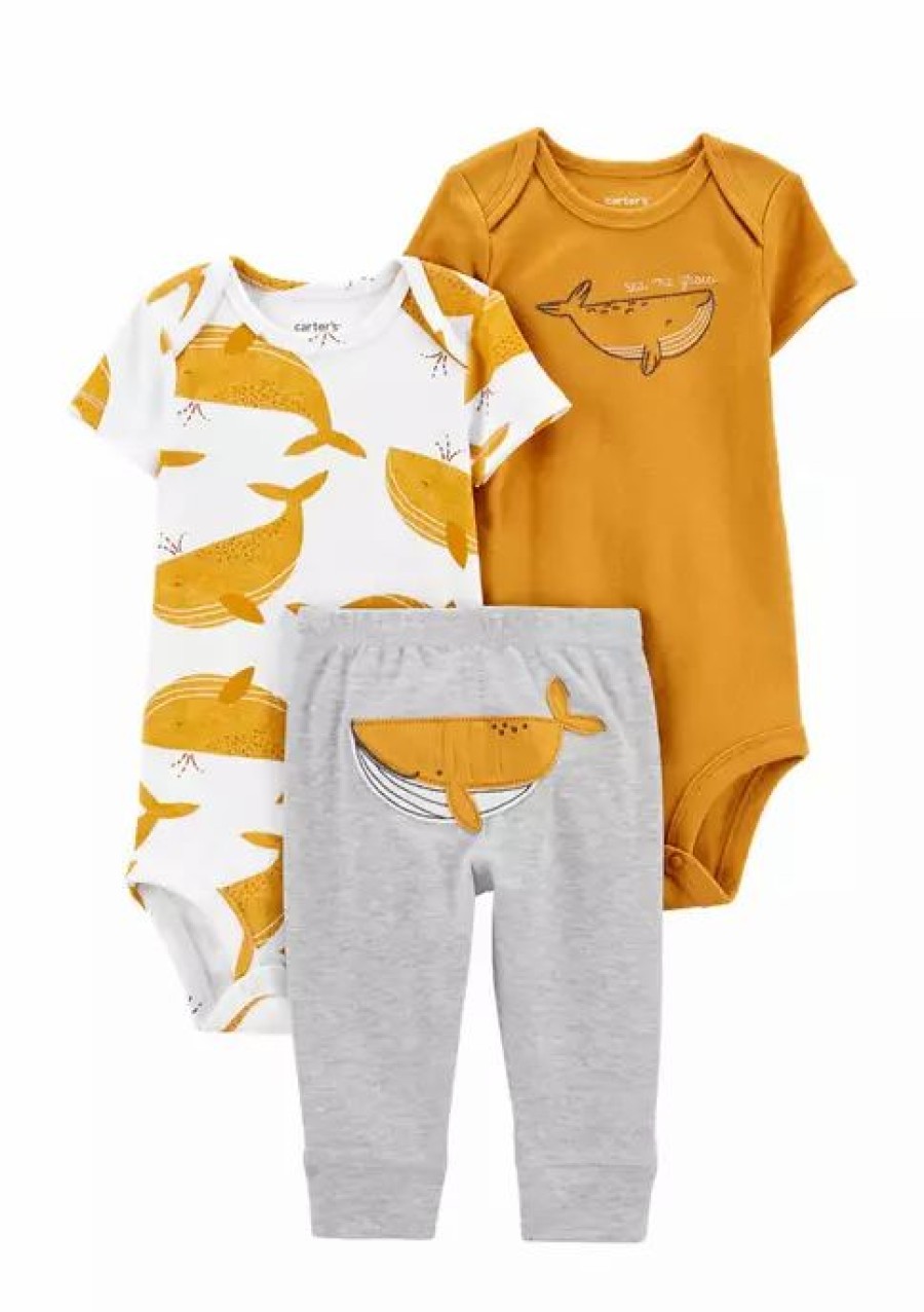 Kids * | Promo Carter'S Baby Boys 3-Piece Whale Little Character Set Yellow