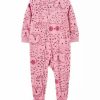 Kids * | Best Deal Carter'S Baby Girls One Piece Owl Fleece Footie Pajamas Print