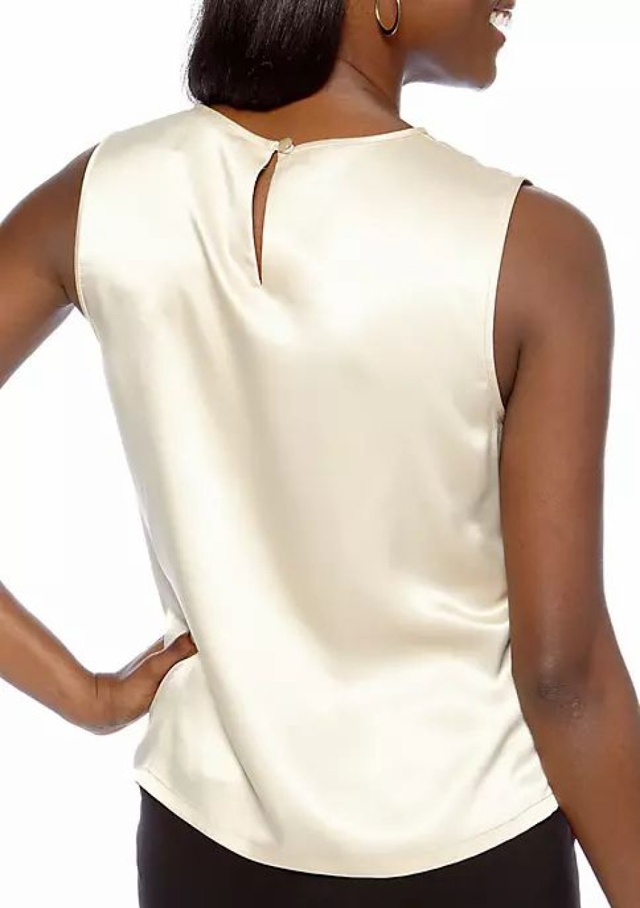 Women * | Hot Sale Kasper Women'S Sleeveless Blouse White