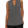 Women * | Discount Kasper Women'S Sleeveless Twist Neck Chain Print Top Black/Vanilla Ice