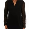 Women * | Budget Kasper Women'S Long Sleeve Lace Split Neck Tunic Top