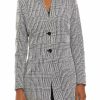 Women * | Best Deal Kasper Women'S Double Button Front Longer Length Plaid Jacket Black/Vanilla Ice