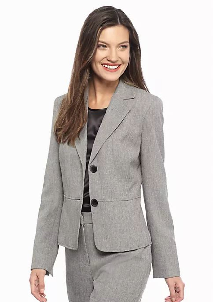 Women * | Top 10 Kasper Petite Dual Button Jacket Grey/Black