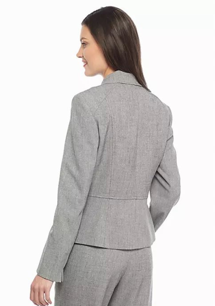 Women * | Top 10 Kasper Petite Dual Button Jacket Grey/Black