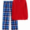 Kids * | Best Pirce Carter'S Boys 4-7 2-Piece Plaid Cotton & Fleece Pjs Print