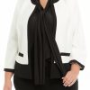 Women * | Top 10 Kasper Women'S Long Sleeve Color Block Open Front Jacket Vanilla Ice/Black