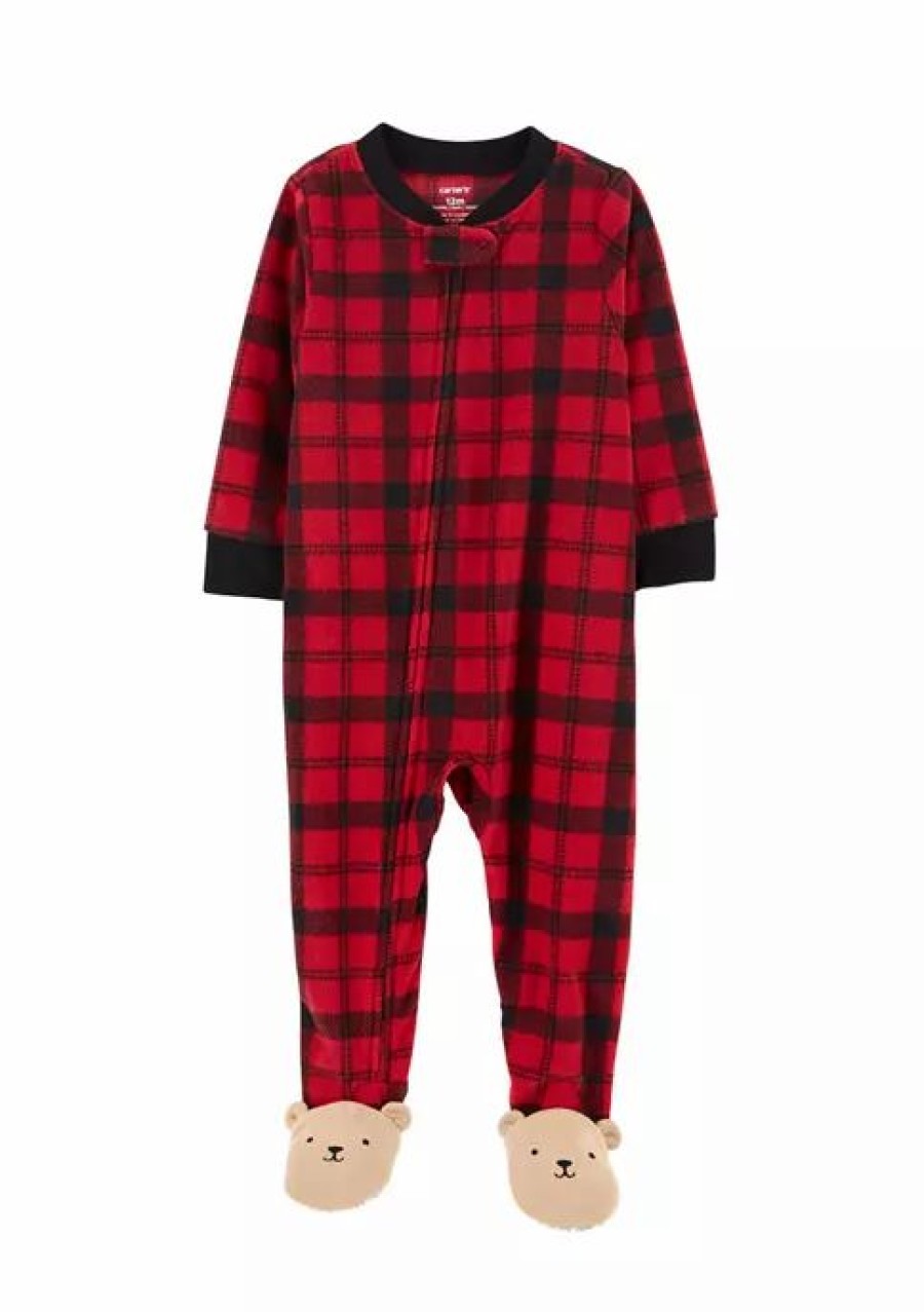 Kids * | Discount Carter'S Baby Boys 1-Piece Bear Fleece Footie Pjs Print