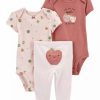 Kids * | Discount Carter'S Baby Girls 3-Piece Strawberry Little Character Set Pink