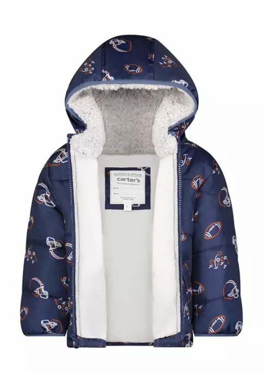 Kids * | Discount Carter'S Toddler Boys Printed Puffer Navy