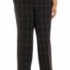 Women * | Top 10 Kasper Petite Wide Leg Windowpane Pants Black Multi