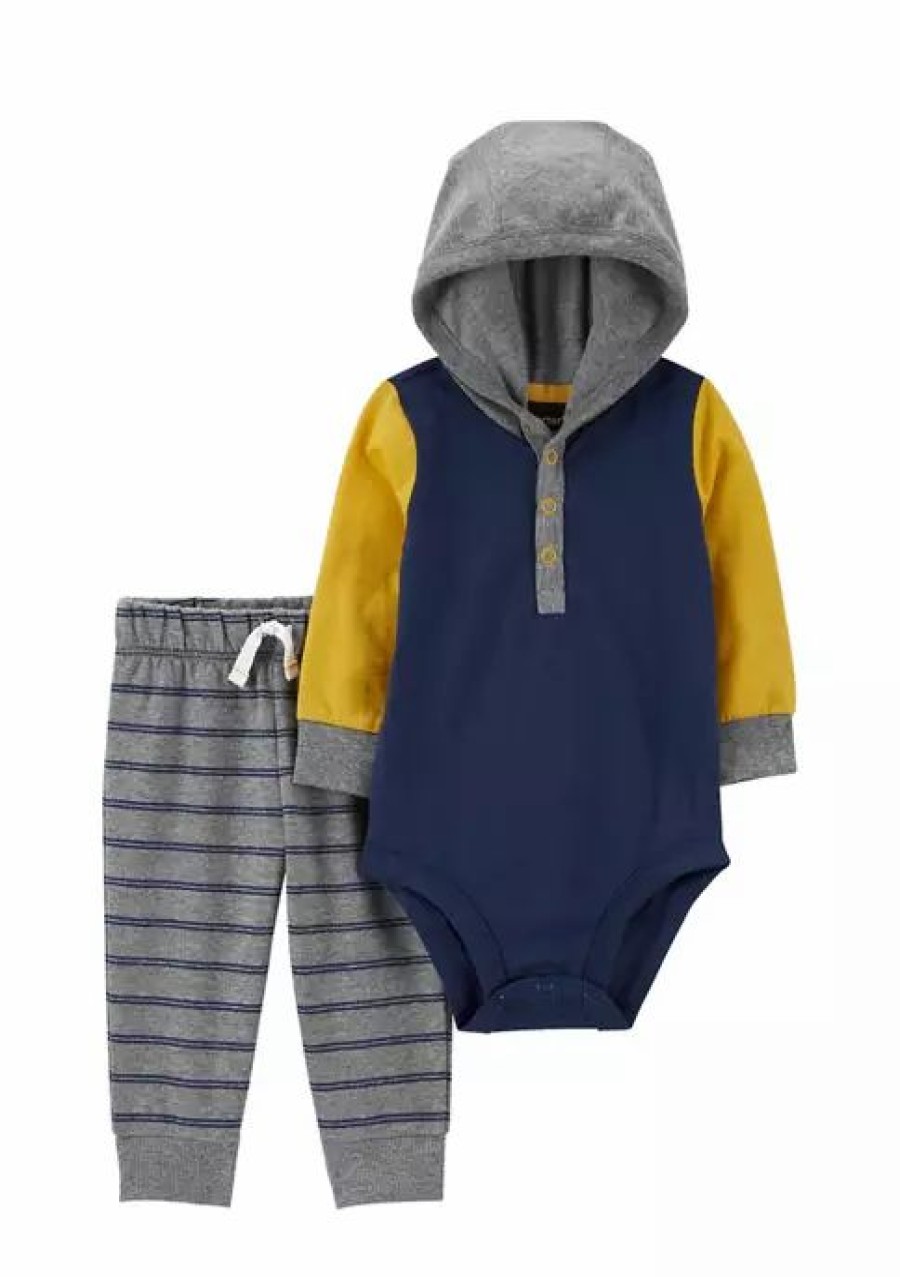 Kids * | Cheap Carter'S Baby Boys 2-Piece Hooded Bodysuit Pants Set Assorted (