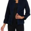 Women * | Deals Kasper Women'S Long Sleeve Open Front Denim Jacket Metro Wash