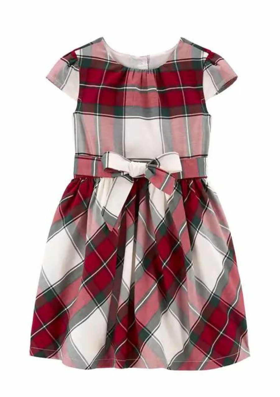 Kids * | Discount Carter'S Toddler Girls Red Green Plaid Dress Plaid (981