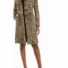 Women * | Hot Sale Kasper Women'S Long Sleeve Stretch Knit Animal Print Jacket Doe/Black