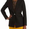 Women * | Best Deal Kasper Women'S Long Sleeve Notch Collar One Button Ponte Jacket Chocolate Combo