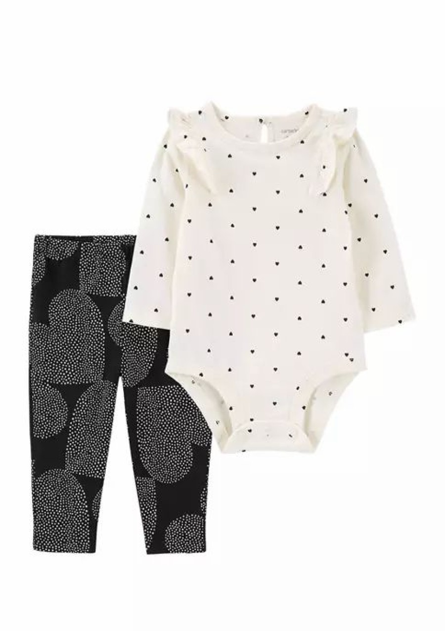 Kids * | Best Pirce Carter'S Baby Girls 2-Piece Heart Bodysuit Pants Set Print (969