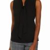 Women * | Best Sale Kasper Petite Sleeveless Tie Front Blouse Black