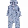 Kids * | Cheapest Carter'S Baby Girls Blue Butterflies Jumpsuit Blue (420)