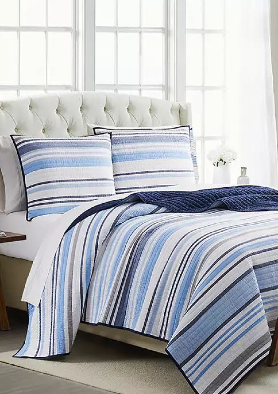 Bed & Bath * | Budget Modern. Southern. Home. Perry Stripe Yarn Dyed Quilt Set Navy